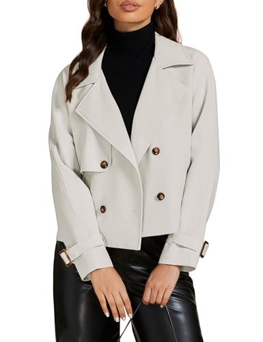 Amazon.com: luvamia Women's Trench Coats Short Jacket Grey Jackets